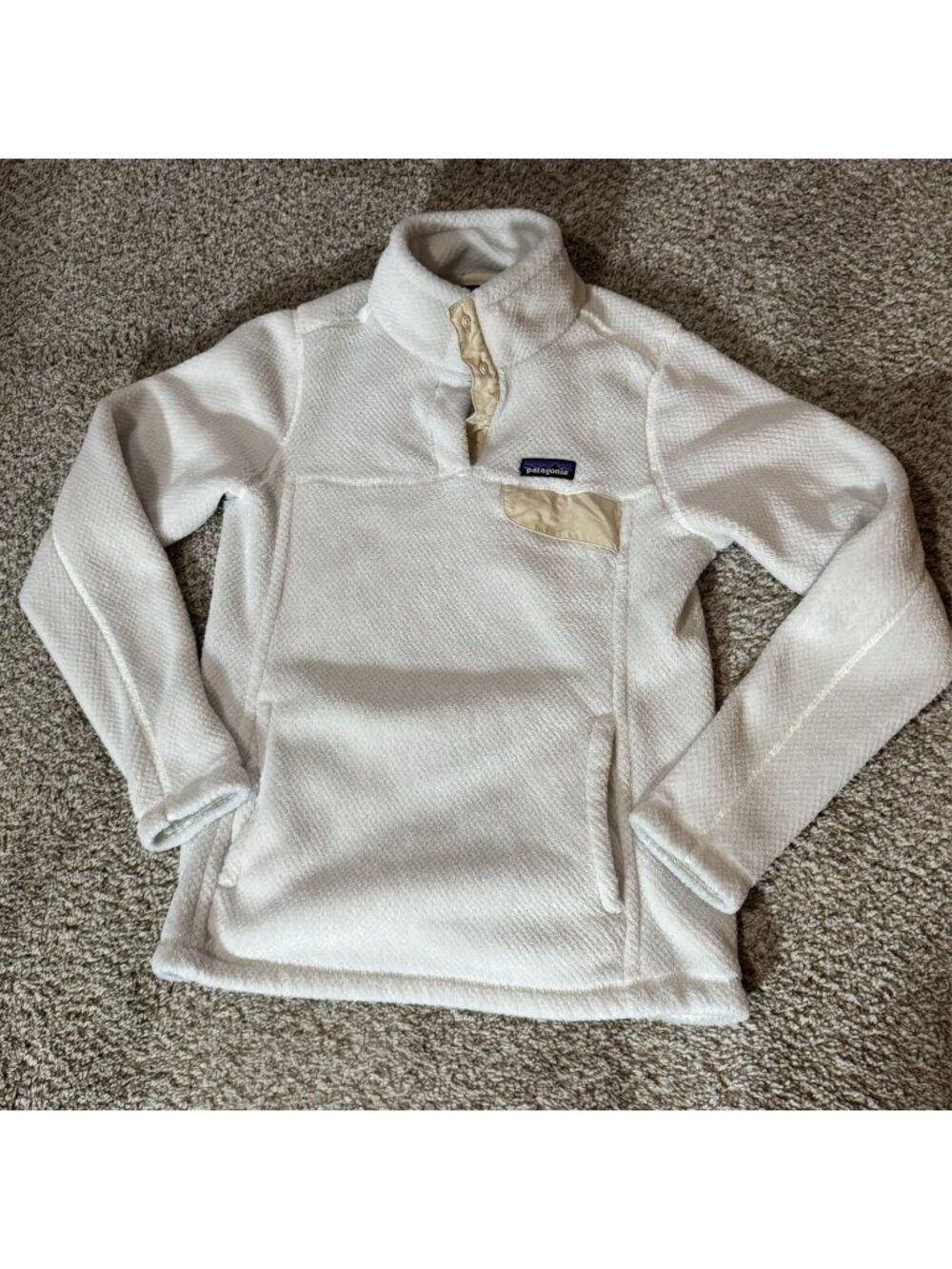 Patagonia Re-Tool Snap-T Fleece Pullover Womens M White Ivory Outdoor